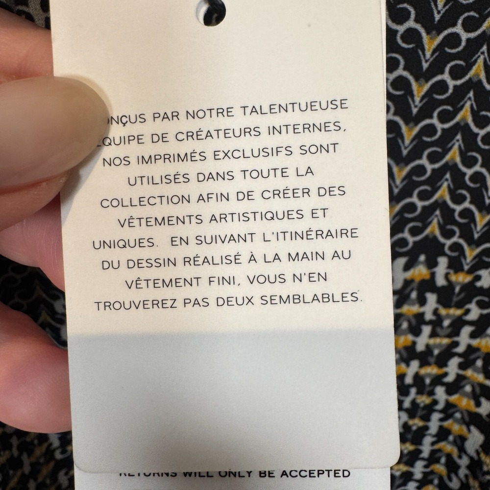 Reiss Stefania Printed Mini Day Dress Black Yellow Gold Drawstring Waist US 8 - Picture 10 of 12